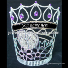 Tiaras de moda pode escrever o seu nome grande coroa de cristal alto para a beleza